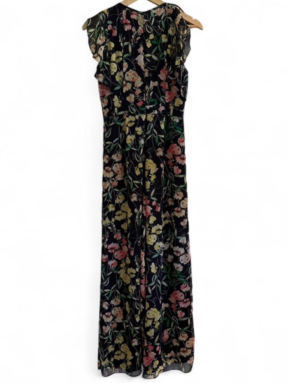 Tommy Hilfiger Floral Wide Leg Jumpsuit Chiffon Flutter Sleeve Romantic Preppy - Picture 3 of 11